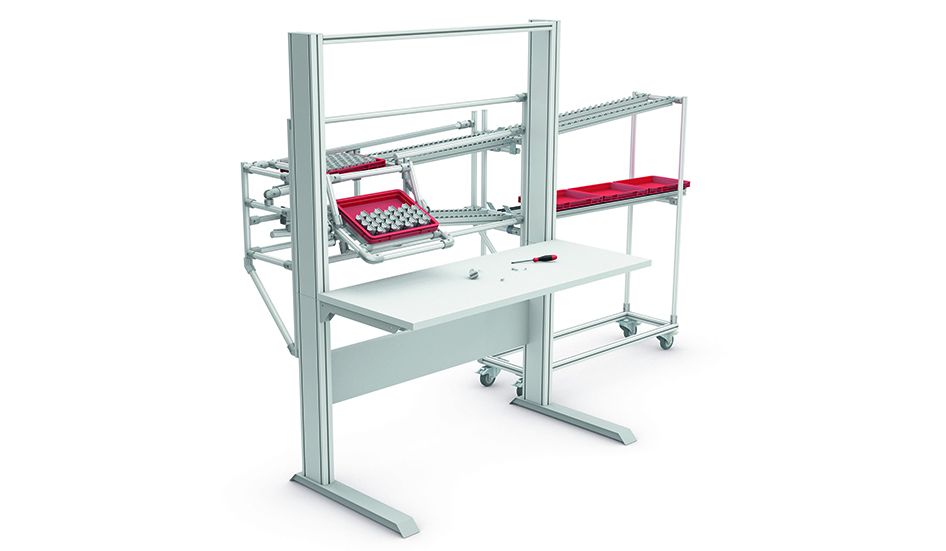 Bench with optimised container handling